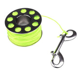 Maxbell Fluorescent Yellow 102ft Line Scuba Spool Finger Reel with Bolt Snap + Diving Flag with Inflatable Float Buoy