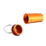 Airtight Pill Box Case Holder Container Alloy Capsule Bottle Keychain Orange