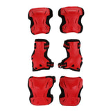 Max 6Pcs Skateboard Protective Pad Gear Knee Elbow Pad Wrist Guard Set L Red