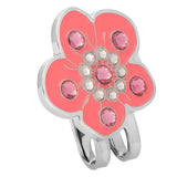 Max Plum Blossom Golf Crystal Cap Clip Ball Marker for Golf Cap Visor Pink