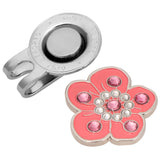 Max Plum Blossom Golf Crystal Cap Clip Ball Marker for Golf Cap Visor Pink