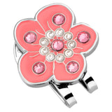 Max Plum Blossom Golf Crystal Cap Clip Ball Marker for Golf Cap Visor Pink