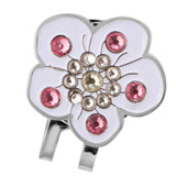 Max Plum Blossom Golf Crystal Cap Clip Ball Marker for Golf Cap Visor White