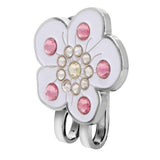 Max Plum Blossom Golf Crystal Cap Clip Ball Marker for Golf Cap Visor White