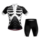 Maxbell Men Bike Bicycle Cycling Jersey Skeleton T Shirt Top with Shorts Set L