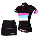 Maxbell Summer Women Cycling Short Sleeve Bike Shirts Gel Padded Shorts Skirts S