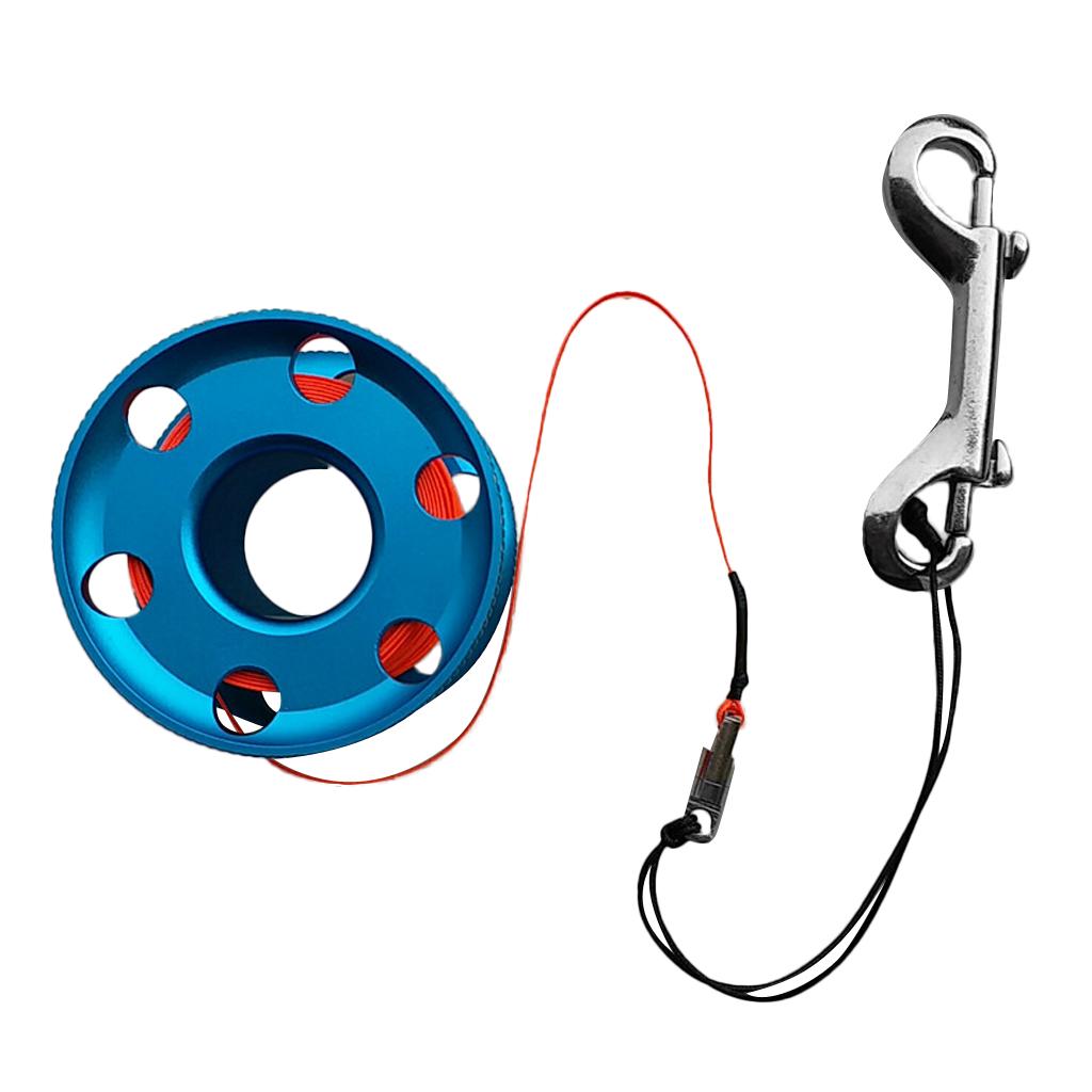 Maxbell Scuba Diving Finger Spool Reel Line with Dual Bolt Clip 20m Blue& Orange