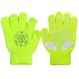 Maxbell Girls Women Kids Ice Skating Gloves Magic Stretch Glove Green Flower   M