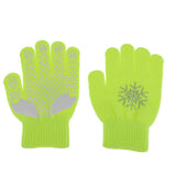 Maxbell Girls Women Kids Ice Skating Gloves Magic Stretch Glove Green Flower   M