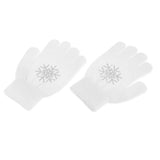 Maxbell Girls Women Kids Ice Skating Gloves Magic Stretch Glove White  Flower    S