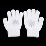 Maxbell Girls Women Kids Ice Skating Gloves Magic Stretch Glove White  Flower    S