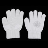 Maxbell Girls Women Kids Ice Skating Gloves Magic Stretch Glove White  Flower    L
