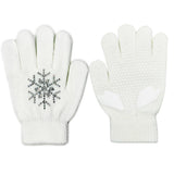 Maxbell Girls Women Kids Ice Skating Gloves Magic Stretch Glove White  Flower    L
