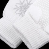Maxbell Girls Women Kids Ice Skating Gloves Magic Stretch Glove White  Flower    L