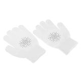Maxbell Girls Women Kids Ice Skating Gloves Magic Stretch Glove White  Flower    L