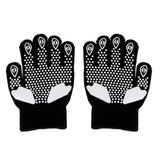 Maxbell Girls Women Kids Ice Skating Gloves Magic Stretch Glove Black Flower   L