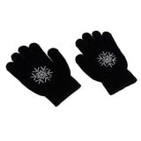 Maxbell Girls Women Kids Ice Skating Gloves Magic Stretch Glove Black Flower   L
