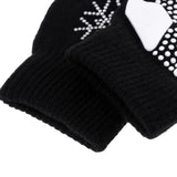 Maxbell Girls Women Kids Ice Skating Gloves Magic Stretch Glove Black Flower   L