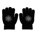 Maxbell Girls Women Kids Ice Skating Gloves Magic Stretch Glove Black Flower   L