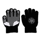Maxbell Girls Women Kids Ice Skating Gloves Magic Stretch Glove Black Flower   L