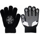 Maxbell Girls Women Kids Ice Skating Gloves Magic Stretch Glove Black Flower   M