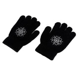 Maxbell Girls Women Kids Ice Skating Gloves Magic Stretch Glove Black Flower   M