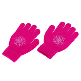 Maxbell Girls Women Kids Ice Skating Gloves Magic Stretch Glove Fushia Flower   M