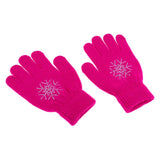Maxbell Girls Women Kids Ice Skating Gloves Magic Stretch Glove Fushia Flower   M