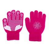 Maxbell Girls Women Kids Ice Skating Gloves Magic Stretch Glove Fushia Flower   M