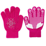 Maxbell Girls Women Kids Ice Skating Gloves Magic Stretch Glove Fushia Flower   S