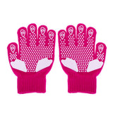 Maxbell Girls Women Kids Ice Skating Gloves Magic Stretch Glove Fushia Flower   S