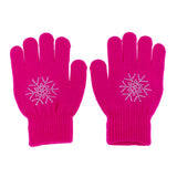 Maxbell Girls Women Kids Ice Skating Gloves Magic Stretch Glove Fushia Flower   S