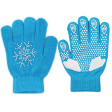 Maxbell Girls Women Kids Ice Skating Gloves Magic Stretch Glove Blue Snowflower  L