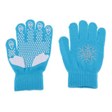 Maxbell Girls Women Kids Ice Skating Gloves Magic Stretch Glove Blue Snowflower  M