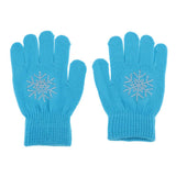 Maxbell Girls Women Kids Ice Skating Gloves Magic Stretch Glove Blue Snowflower  S