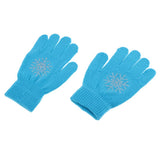 Maxbell Girls Women Kids Ice Skating Gloves Magic Stretch Glove Blue Snowflower  S