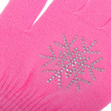 Maxbell Girls Women Kids Ice Skating Gloves Magic Stretch Glove Pink Snowflower   L