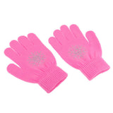 Maxbell Girls Women Kids Ice Skating Gloves Magic Stretch Glove Pink Snowflower    S