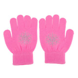 Maxbell Girls Women Kids Ice Skating Gloves Magic Stretch Glove Pink Snowflower    S
