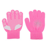 Maxbell Girls Women Kids Ice Skating Gloves Magic Stretch Glove Pink Snowflower    S
