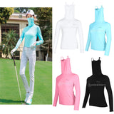 Maxbell Elastic Women Golf Cooling T shirt Rash Guard with Anti-UV Mask Blue M