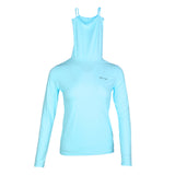 Maxbell Elastic Women Golf Cooling T shirt Rash Guard with Anti-UV Mask Blue M