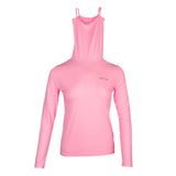 Maxbell Elastic Women Golf Cooling T shirt Rash Guard with Anti-UV Mask Pink L