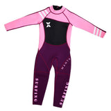 Maxbell Neoprene Wetsuit Long Sleeve Full Body Swimsuit for Kids Black+ pink S