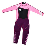 Maxbell Neoprene Wetsuit Long Sleeve Full Body Swimsuit for Kids Black+ pink L