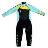 Maxbell Neoprene Wetsuit Long Sleeve Full Body Swimsuit for Kids Gray+ Green L