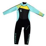 Maxbell Neoprene Wetsuit Long Sleeve Full Body Swimsuit for Kids Gray+ Green L