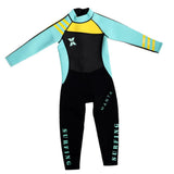 Maxbell Neoprene Wetsuit Long Sleeve Full Body Swimsuit for Kids Gray+ Green L
