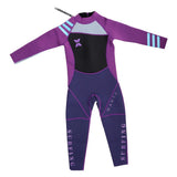 Maxbell Neoprene Wetsuit Long Sleeve Full Body Swimsuit for Kids Black+ purple XL