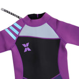 Maxbell Neoprene Wetsuit Long Sleeve Full Body Swimsuit for Kids Black+ purple XL